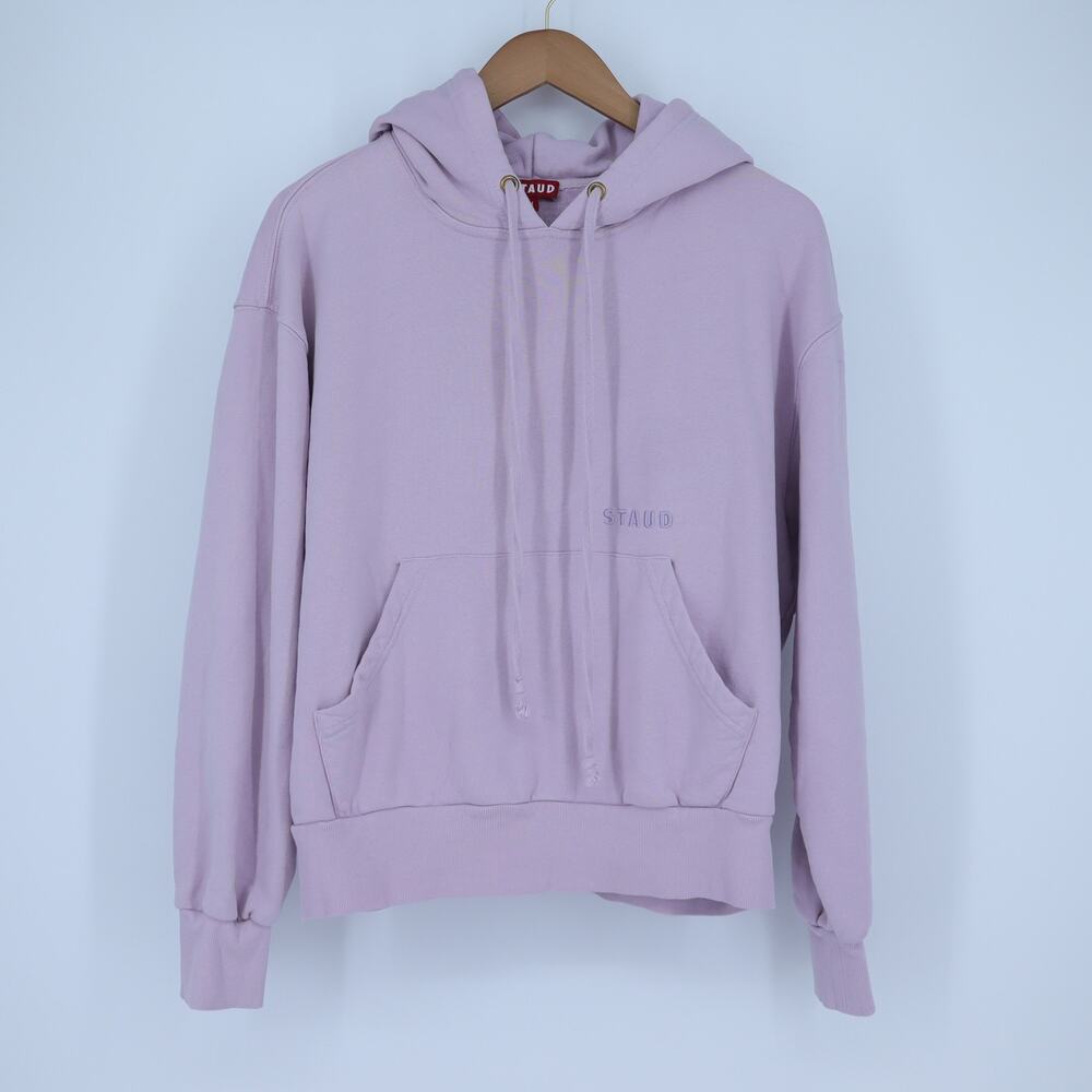 Staud Cotton Hoodie Sweatshirt Lavender French Terry Long Sleeve Women's M